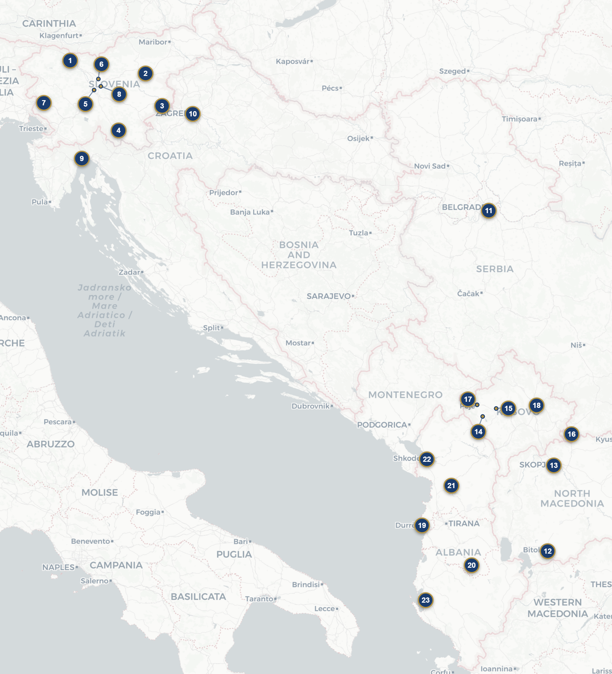 Zemljevid province z označenimi skupnostmi